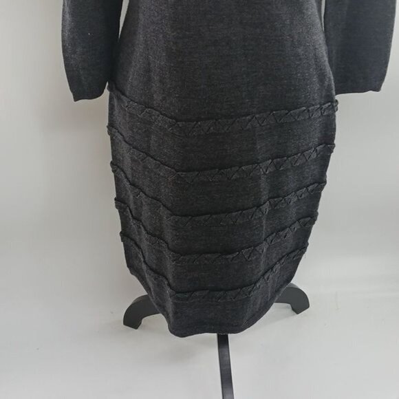 Calvin Klein Knit Dress Gray Shift Winter Fall Stretch Wool Blend Womens Size S - Picture 3 of 7